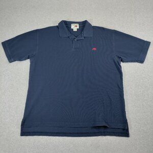 Perlis Polo Shirt Mens Large Blue Navy Pique Cotton Crawfish Logo